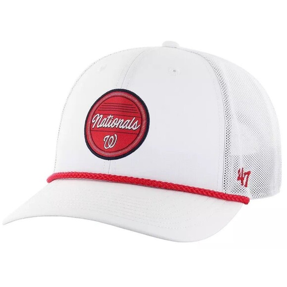 Washington Nationals ‘47 Brand Trucker White Adjustable Mesh Snapback Hat OSFM - Picture 1 of 2